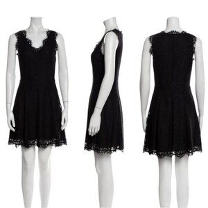 Joie Nikolina Lace Fit & Flare Mini Dress Black Sleeveless Size Medium